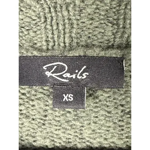 Rails Perci Olive Green Black Stars Merino Wool Knit Sweater XS Extra Small - Picture 3 of 7